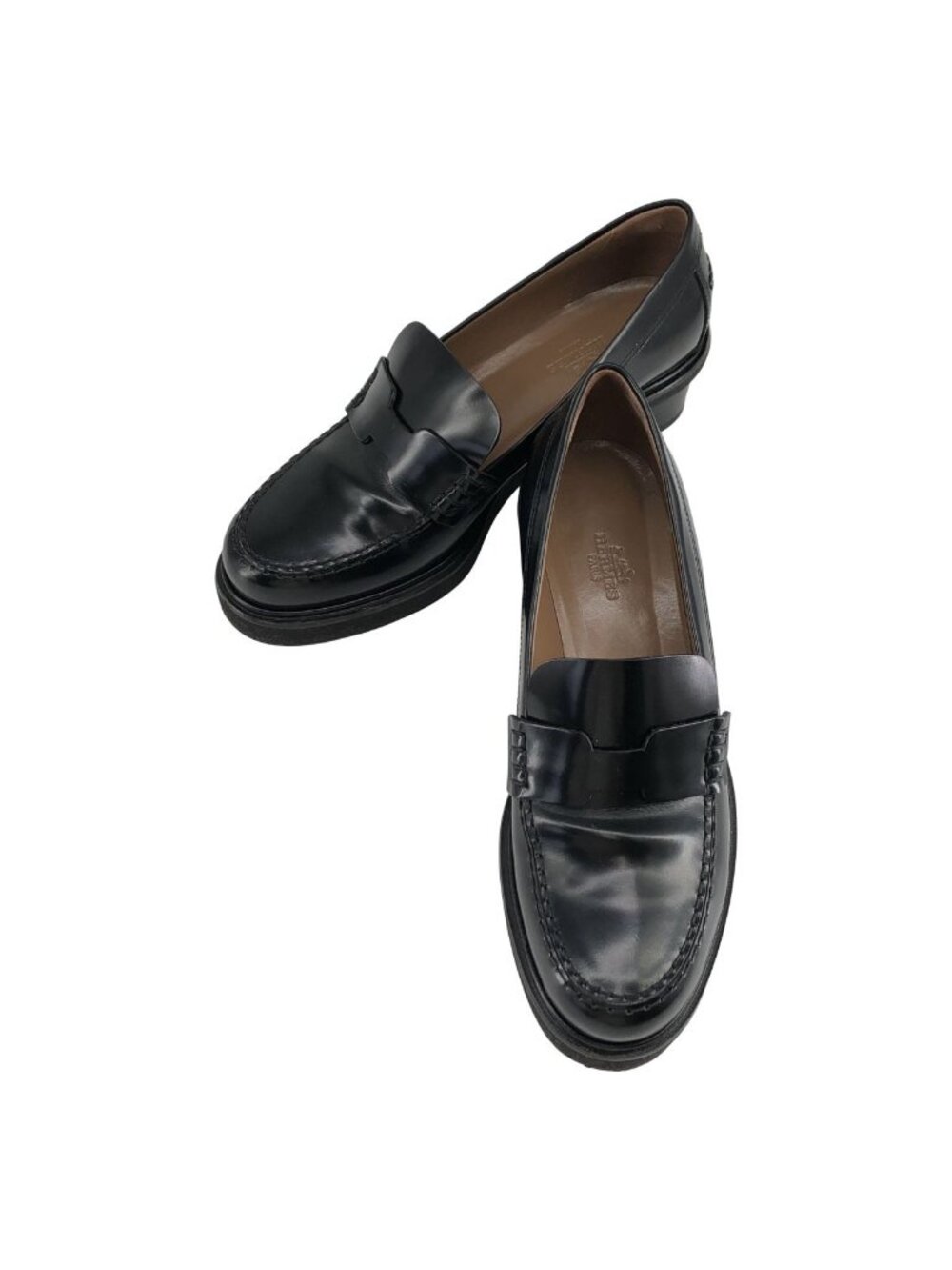 Hermes Hour Leather Loafers Black